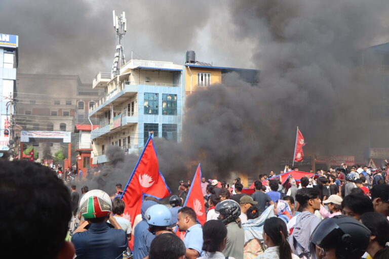 2025_Nepalese_Gen_Z_protesters_infront_of_Bharatpur_mahanagarpalika_office